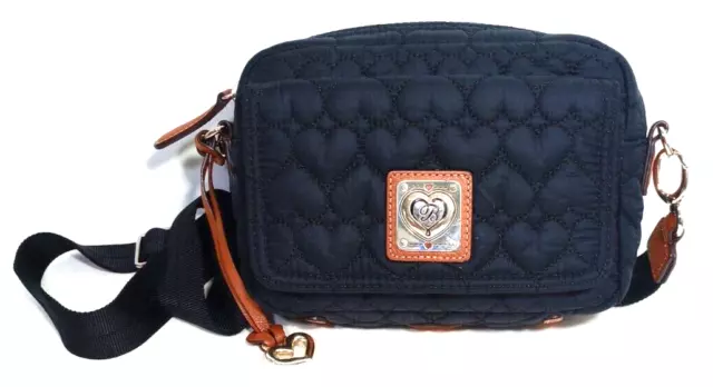 Brighton Knix Heart-To-Heart Utility Bag Crossbody Quilted Black