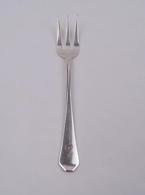 Hugo Sandig Breslau Fleischgabel Vorleger Art Deco L 17,5 cm 90 Silber CR Monog.