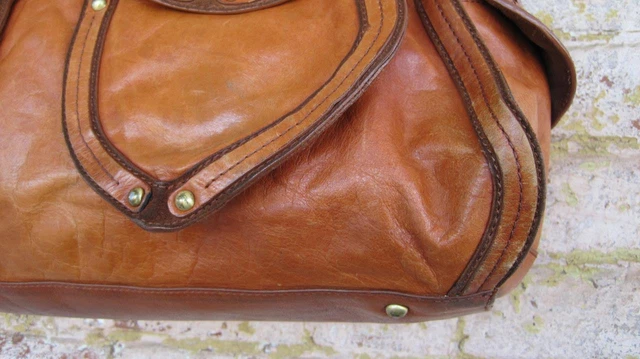 Sondra Roberts Brown Leather Retro Duffel Weekender Satchel Tote Shoulder Bag 7