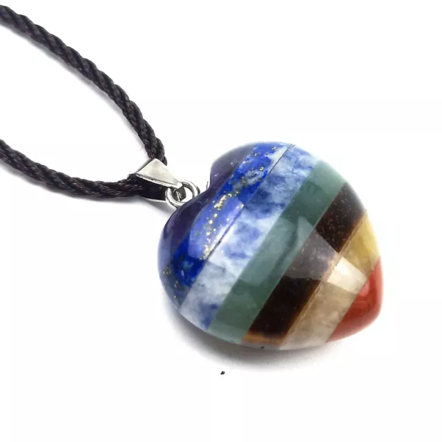 7 Chakra Natural Stone Pendant Necklace Healing Gemstone Crystal Energy Necklace 7