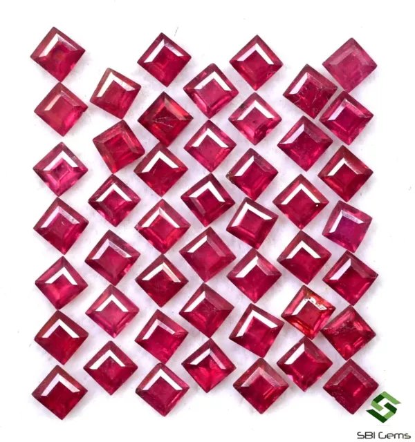 5.24 Cts Natural Ruby Square Cut 3 mm Lot 25 Pcs Calibrated Loose Gemstones GF