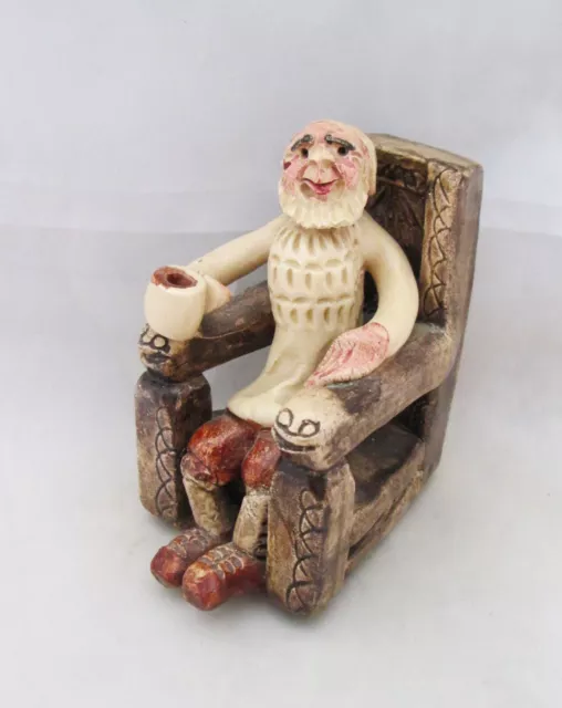 Vintage Will Young Runnaford Studio Pottery Uncle Tom Cobley In Chair Figure