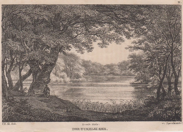 Ukleisee An. Malente Y Eutin Original Litografía Speckter & Co 1833