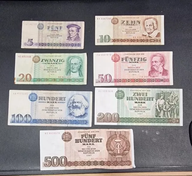 5,- bis 500,- DDR Mark original alte Geld Scheine Lot 3