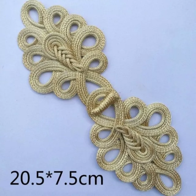 1 Pair Large Chinese Frog Fasteners Closure Button Knots Craft 8*3 Inches Gold