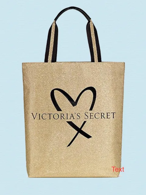 Victoria Secret Tote Bag Handbag Gold Glitter New with Tags