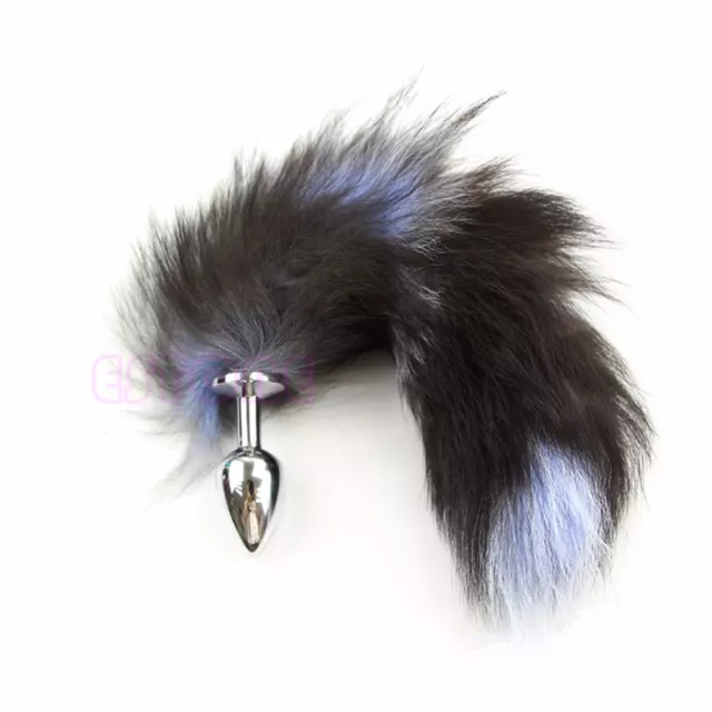 Butt Toy Plug Insert Anal Stainless Steel Metal+Faux Fox Tail Sexy Stopper Gift