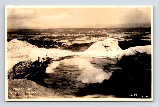 RPPC Crater Lake Rock City Gardens Lookout Mountain Tennessee TN Postcard