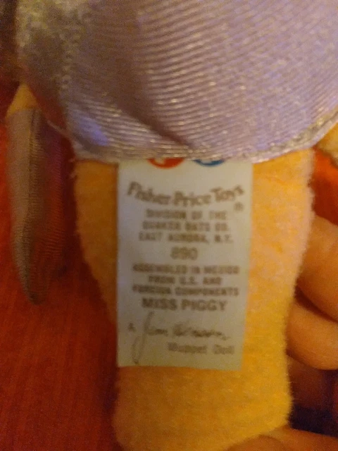 Vtg 13" Miss Piggy Fisher Price Jim Henson Muppet Doll Plush #890 No Dress 4