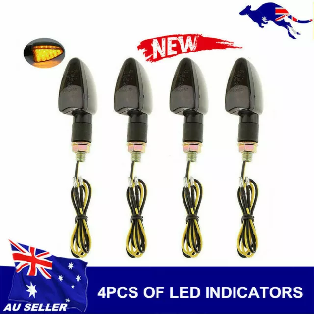 4x Motorcycle Scooter Front Tail 12V Turn Turning Signal Indicator Light  Black