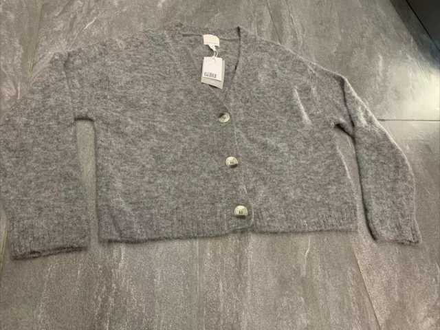 Bnwt H&M Wool/Alpaca Cardigan Size S Dark Grey