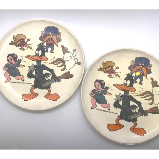 Vintage Lenox Ware Daffy Duck Plates Set of Two Plastic/Melamine child's Plate