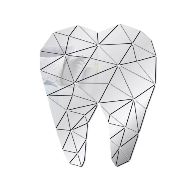 Acrylic Tooth Shaped Mirrored Wall Stickers Dental Care Clinic Stomatology Decal