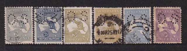 AUSTRALIA 1915-28 Kangaroos 3rd watermark officials (+3d die II) sg. O43-O47
