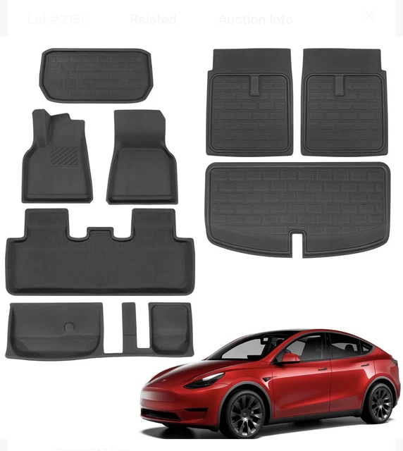 BASENOR 8PCS TESLA Model Y (7 Seater) Floor Mats 3D Full Set Liners All