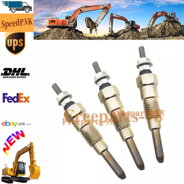 3 pcs Glow Plug Fit For Yanmar 3TN66C 3TN66UJ 3TNA72UJ 3TNA72UJ3 3TNA72UK 3TNE74