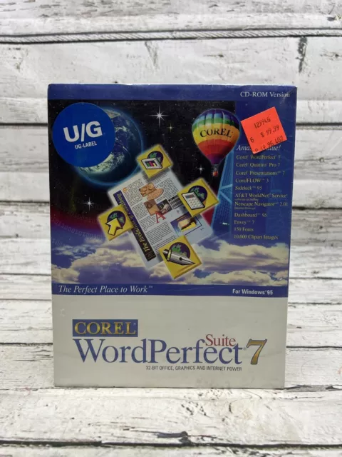 VTG Corel WordPerfect 7 Suite Software For Windows 95 Brand New Old Stock Sealed