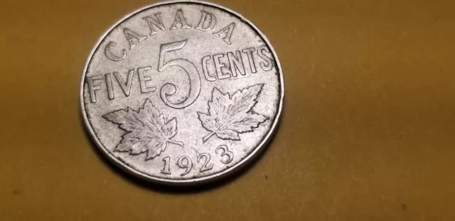 Canada 1923 5 Cent Coin Id7.