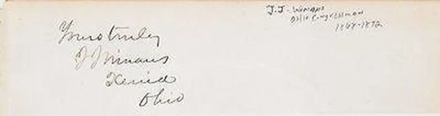 James Winans Ohio Congressman Antique Autograph Signature