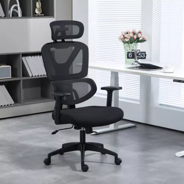 Mesh Office Chair Swivel Desk Chair with Adjustable Height Lumbar Support Black