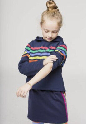 Boboli Girls 2 Piece Navy Rainbow Hoody Top And Skirt Set Age 6 Years
