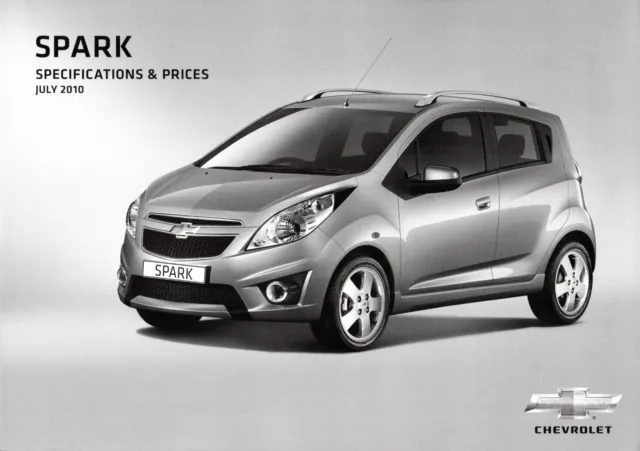 Chevrolet Spark Specifications Mid-Late 2010 UK Market Foldout Brochure