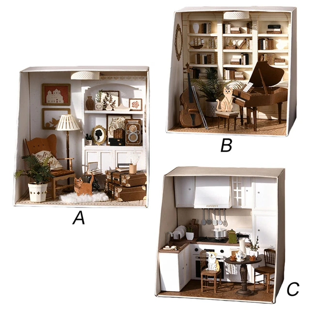 DIY 3D HANDMADE Doll Wooden House Model Building Kits Toys for Children