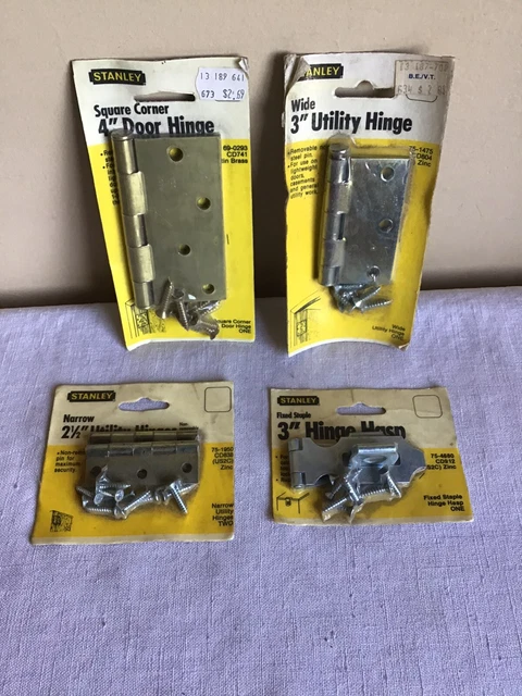 Vintage NOS Mixed Lot Of 4 Stanley Door Utility Hasp Hinges Hardware USA