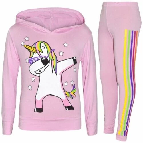 Tuta Bambina Unicorn Dab - Top Con Cappuccio E Legging, Loungewear In Viscosa, Taglie 7-13 Anni - Foto 5