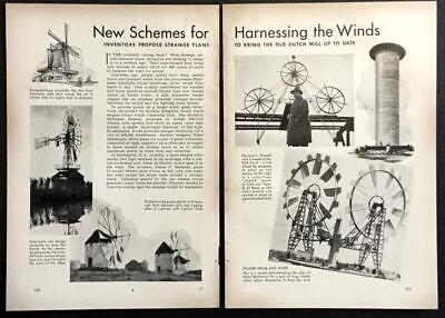 Molino de viento invenciones 1939 Vintage pictórica gigante Rotor Turbina vertical