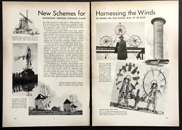 Turbina vertical de rotor gigante pictórica de colección WINDMILL inventions 1939