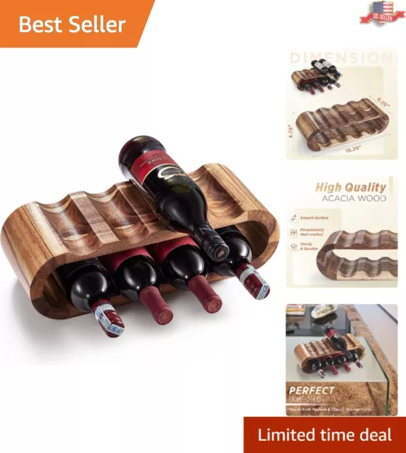 Wooden Wine Rack - 8 Bottle Countertop Organizer - Space-Saving Design - Gift