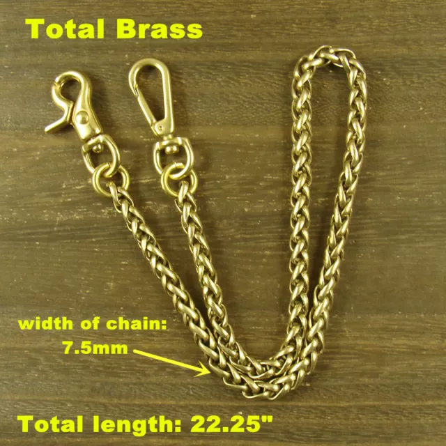 Solid Brass Bag Wallet Chain Key Chain Snap Hook Fob Keychains (Snake Chain)