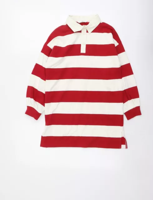 Sudadera Marks and Spencer Niñas Pulóver de Algodón a Rayas Rojas Talla 8-9 Años Bu