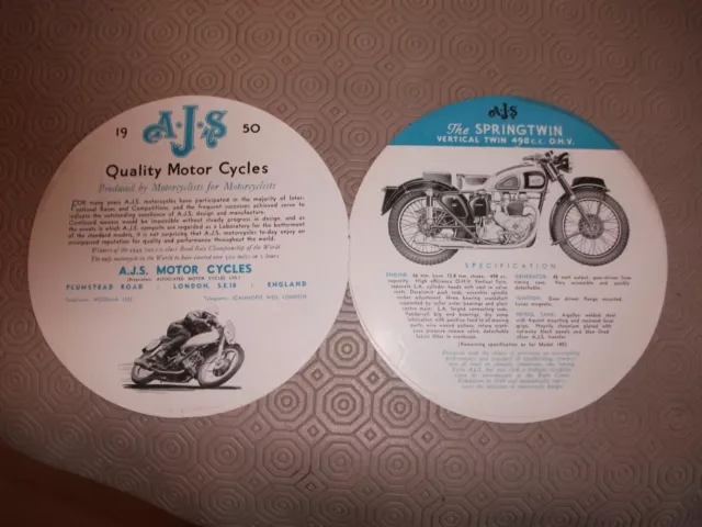 AJS 1950 Sales Brochure, original, full range incl' 7R, 16MC & 18C, good cond'n 2