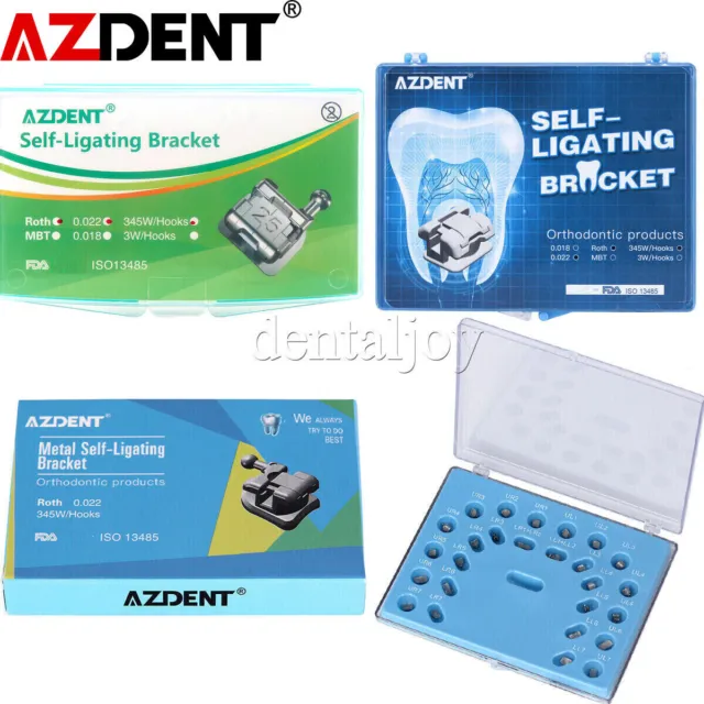 AZDENT Dental Orthodontic Self-Ligating Brackets Braces Roth MBT 022 Hooks 345