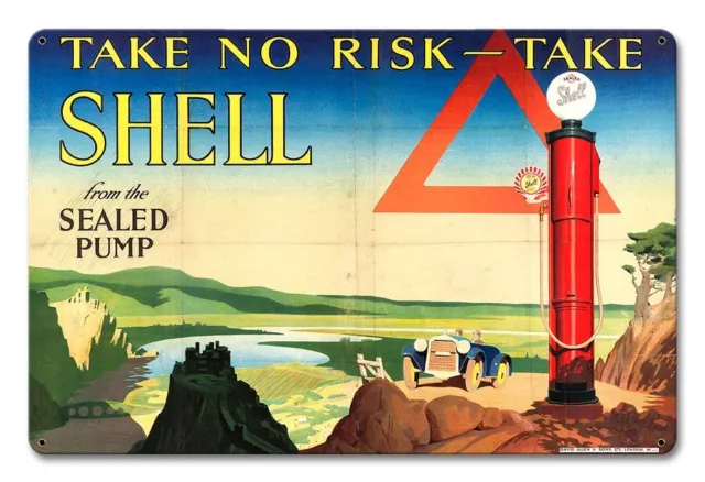 Take No Risk Take Shell Gas Oil 18" Heavy Duty Usa Made Metal Advertising Sign