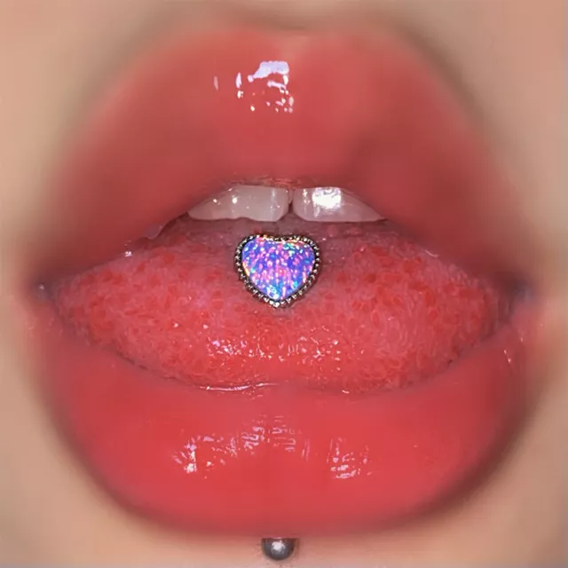 Titanium Steel Colorful Heart Tongue Nails Piercing Body Studs Piercing Jewe-SA