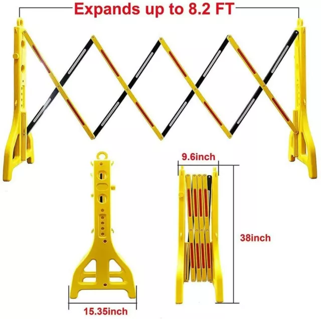Folding Safety Barrier 2.5m (Crowd Control Retractable Expandable Yellow Temp)