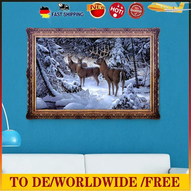 DIY-5D voll Diamanten Stickerei Schnee Hirsche Elk Runde Diamant Malerei Cross