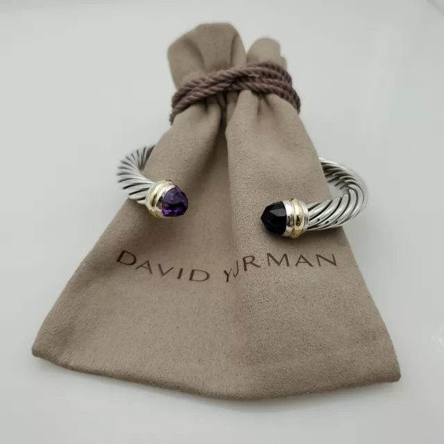 DAVID YURMAN Women's Cable Classic Bracelet with Amethyst & 14K Gold 7mm medium