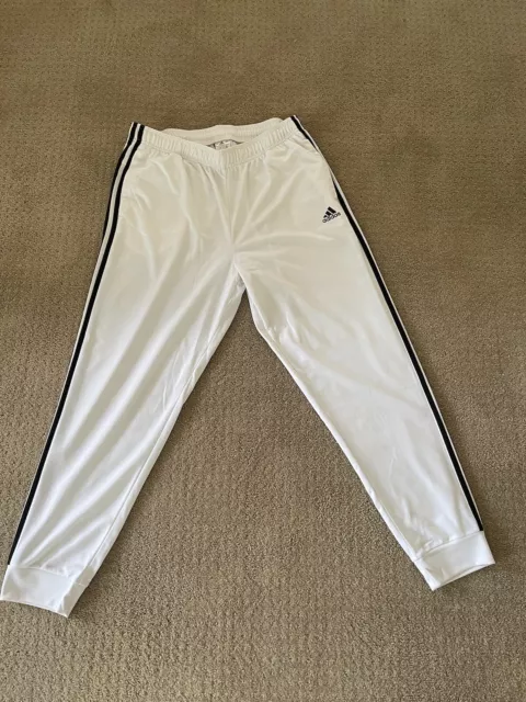 Adidas 3 Stripes Tricot Tapered Cuff Joggers Size XL Pants White/Black