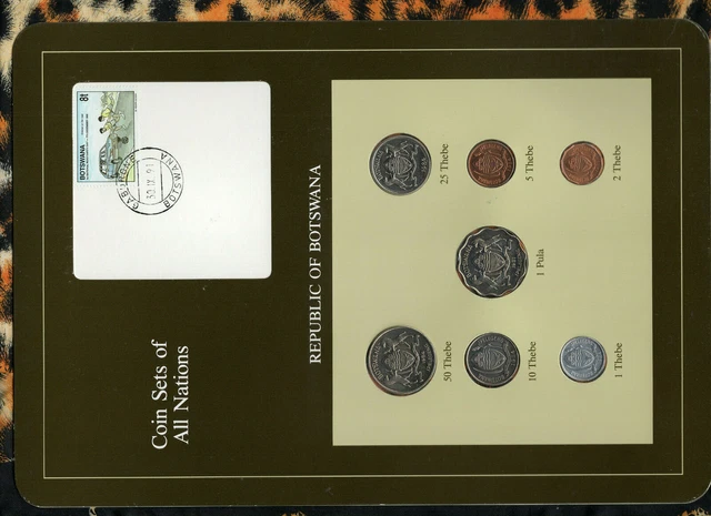 Coin Sets of All Nations Botswana 1981 & 1984 UNC Unique Stamp and Date 30 IX 91