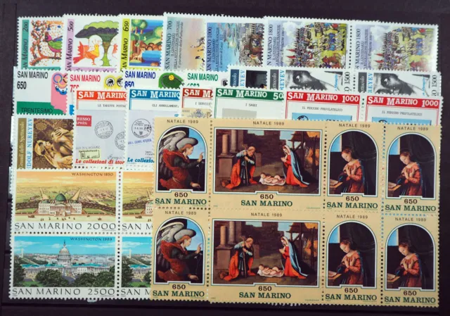 1989 San Marino; 24 komplette Jahrgänge ohne Block, postfrisch/MNH, ME 948,- 2