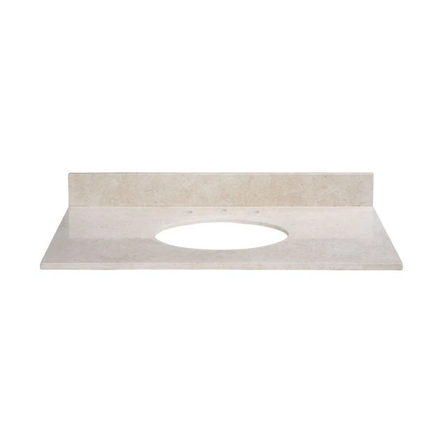 31 Inch Stone Top for Oval Undermount Sink-Galala Beige Finish - Bathroom - Sink