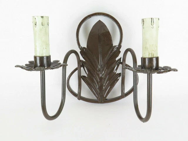 Old Wall Wrought Iron Forged by Hand A Two Flames Light Wall