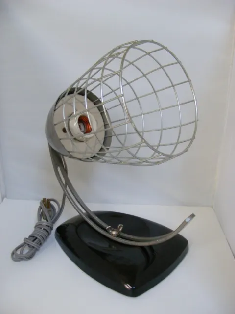 Lámpara de sol MCM de diseño moderno década de 1950 baquelita y esmalte gris excepcional GE Viking