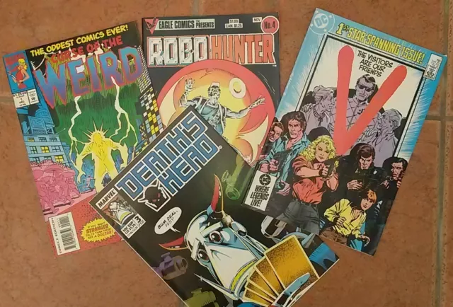 Four Great 80s 90s Comics Robo Hunter,V, Deaths Head and Weird All Unread