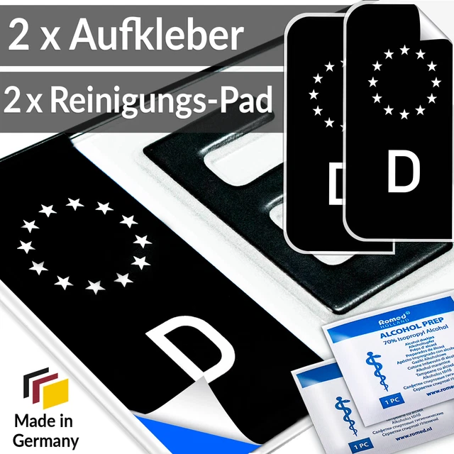 2X KENNZEICHEN AUFKLEBER Nummernschild Schwarzes EU Feld Sticker Schwarz EUR 3,79 PicClick DE