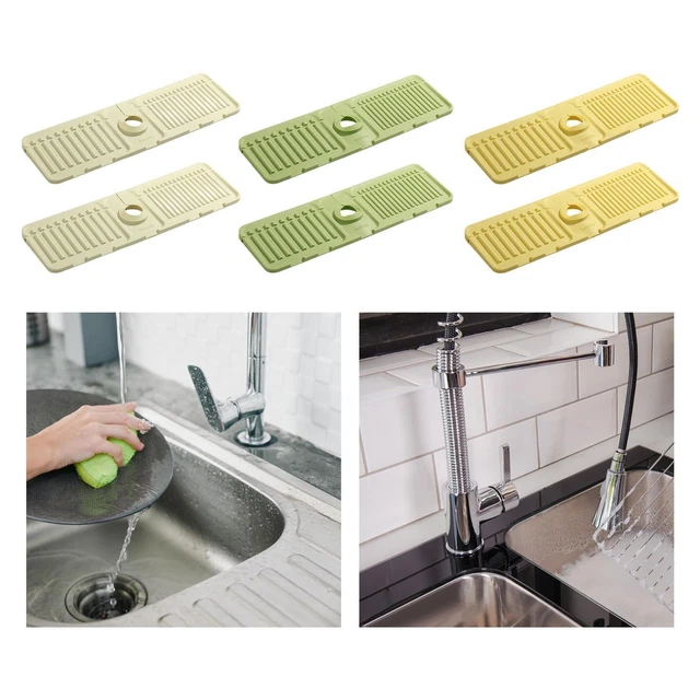 Lot De 2 Tapis D'évier En Caoutchouc - Diamètre 30.6cm - Noir Et Blanc - Antidérapant Et Trous De Drainage